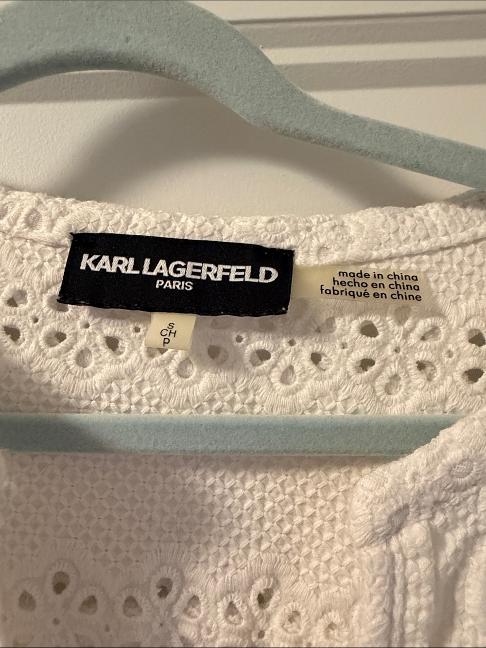 Karl Lagerfeld White Broderie Eyelet Tunic Top. 100% cotton - Picture 2 of 2